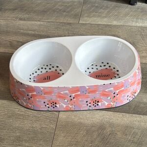 Pink and White Double Pet Bowl